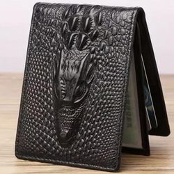 Black crocodile faux leather gothic wallet Id Holder clip and card slots Gothic Grunge Rock Accessories 