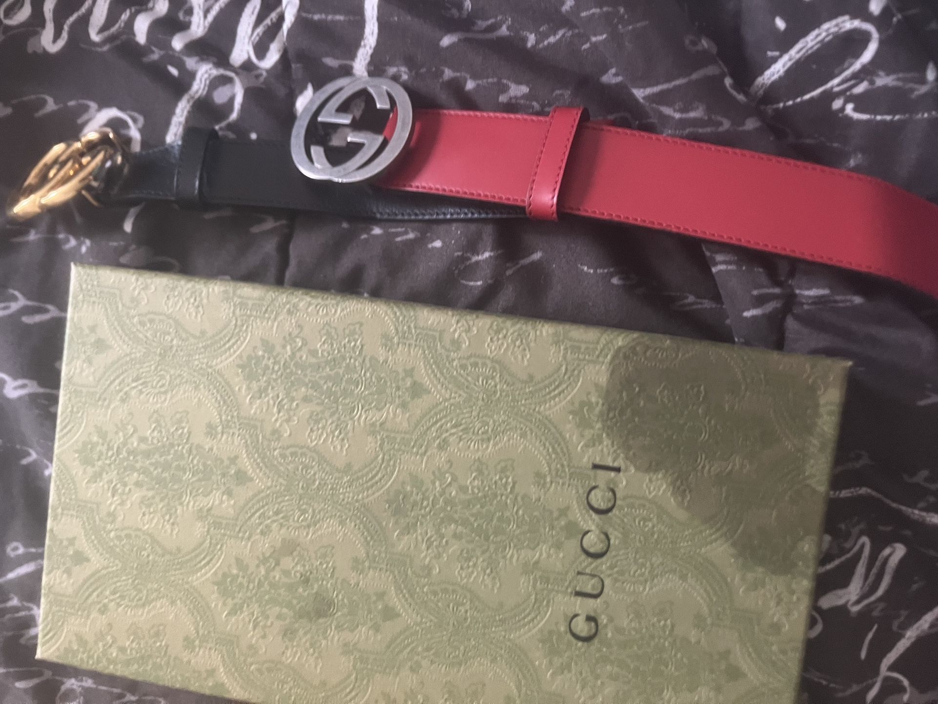Red Gucci Leather Belt