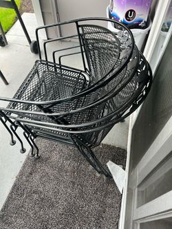 Black Wrought Iron Mesh Patio Chairs Set