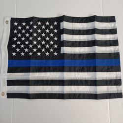 USA Thin Blue Line Police Memorial Nylon Embroidered Boat Flag 17" x 24" New