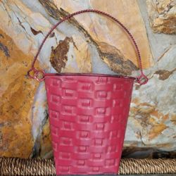 Dark Red Metal Wall Bucket