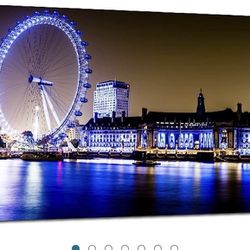 Large Size Night Ferris Wheel City Building Landscape Pictures-Panorama Paintings On Canvas-Nature Poster Art Prints-Canvas Wall Art Picture Print for