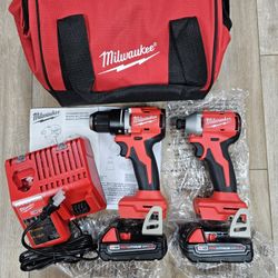 NEW Milwaukee M18 Gen-2 Brushless Drill & Impact Driver Combo Kit