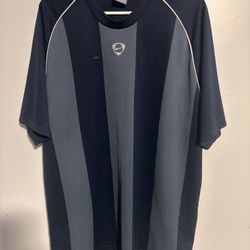 Nike Academy Soccer Center Swoosh Blue Striped Vintage Mens T-Shirt Size XL Top