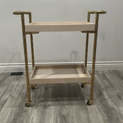 Blush Pink Leather Bar Cart