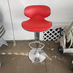 360° Swivel Faux Leather Bar Stools Adjustable Height Bucket Seat RED CHAIR