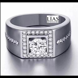 New 18k White Gold Men Wedding Ring 