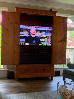 Large Wooden TV Armoire Cabinet
