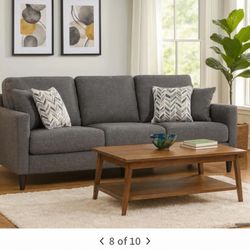 Upholstery 3 Seater Sofa Gray Fabric Couch   Loveseat Office Living Room Furniture 