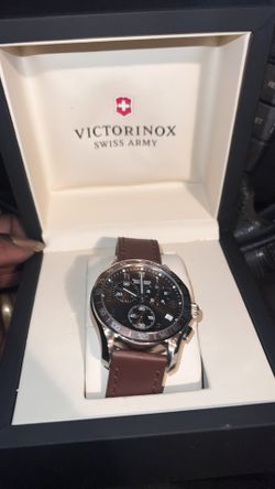 Victorinox 241498 Swiss Army Brown Dial Leather Strap Chronograph Men's Watch