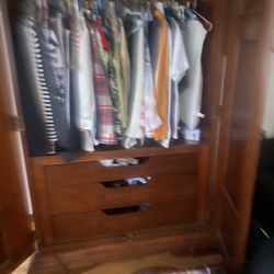 Armoire  2 Door  3 Drawers Inside 7ft  3.4 Deep 4ft Wide Great Solid Wood  