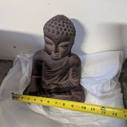 Sitting Buddha Statue Sculpture Zen Asian Japanese Garden Decor Outdoor Front Porch Patio Yard Outside Home Balcony House Dark Sandsto