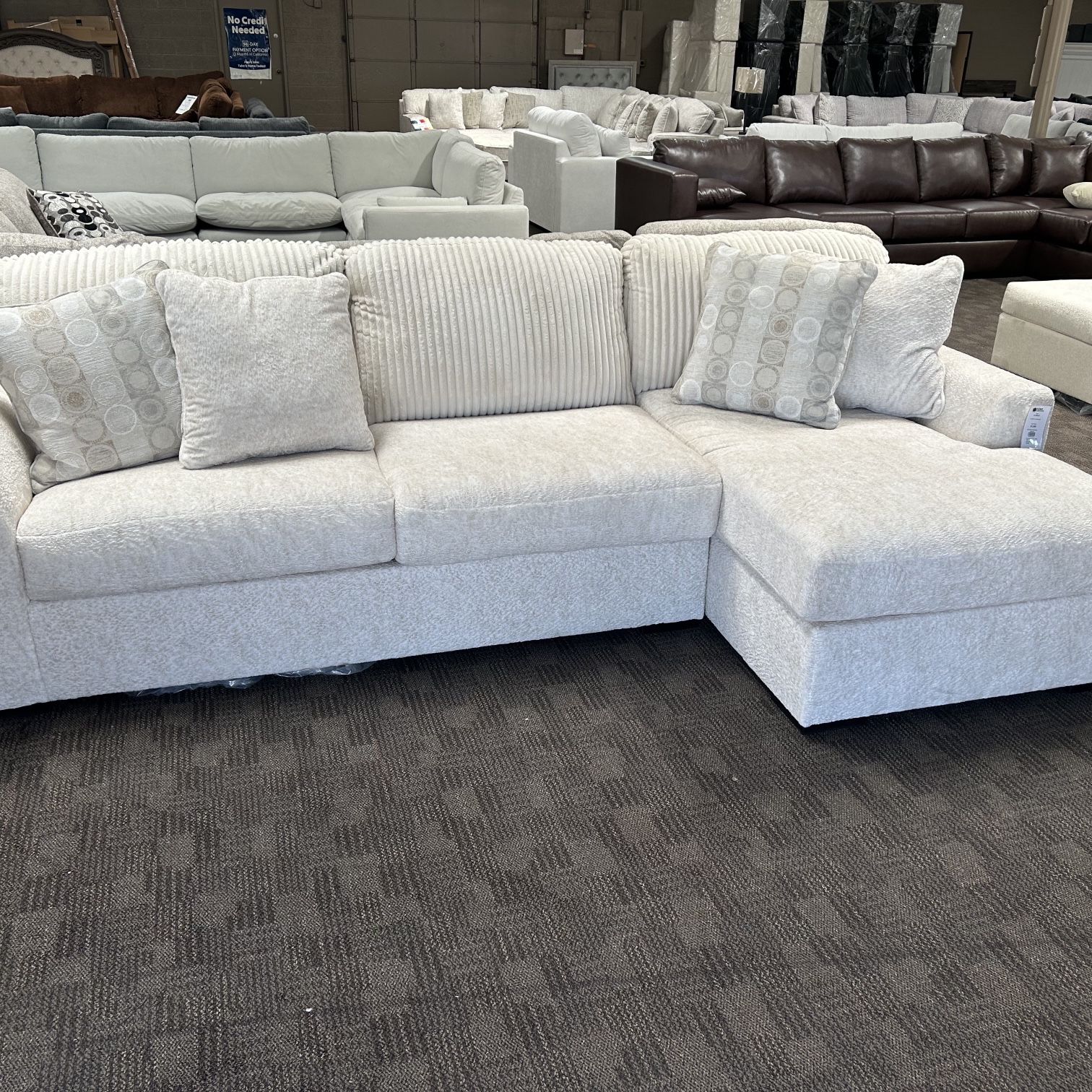 Comfy White Corduroy Soft Sectional 