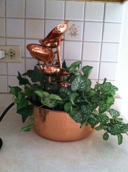 Hammered copper tabletop fountain