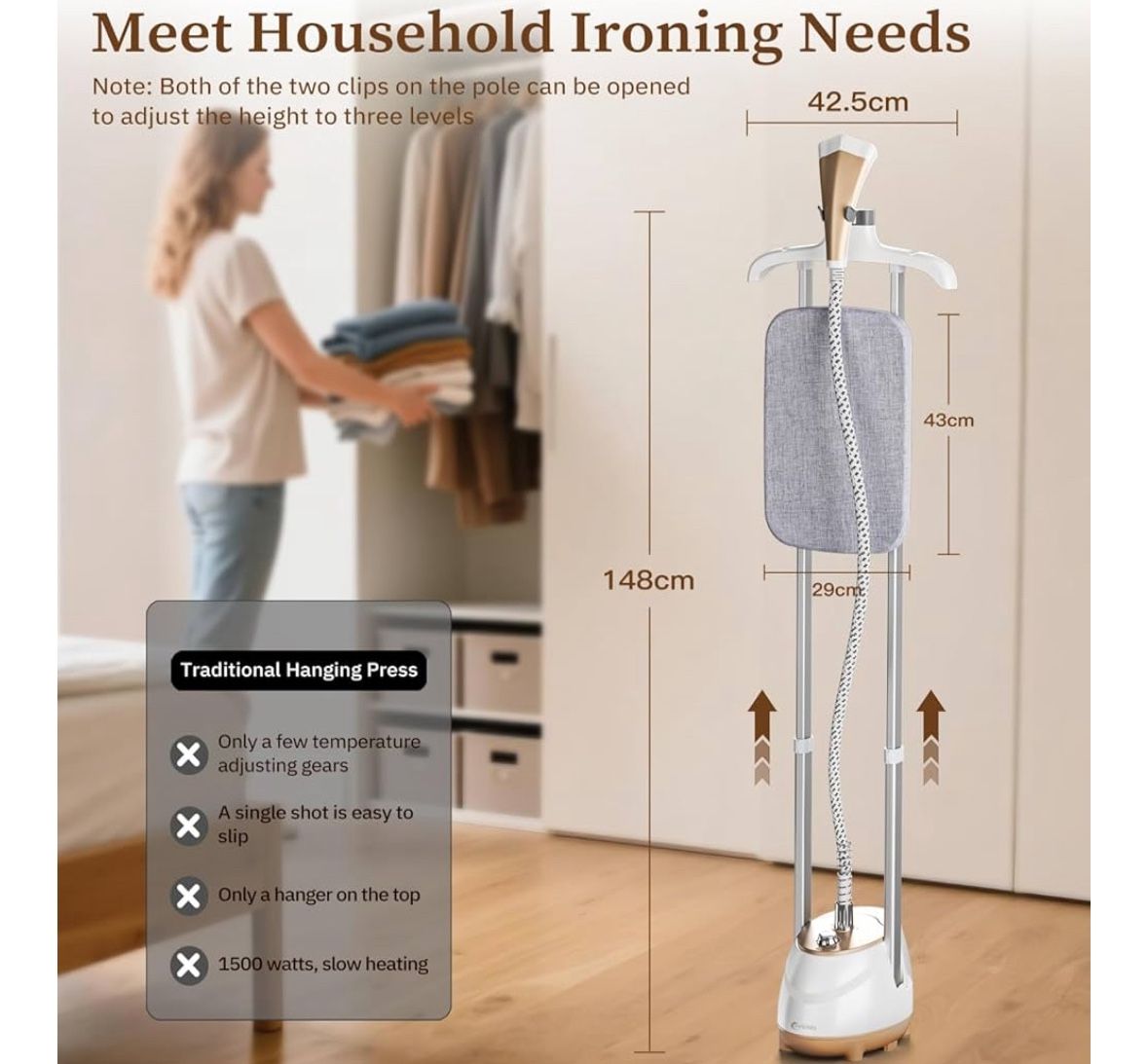 CHAPAS 2 in 1 Standing Garment Steamer