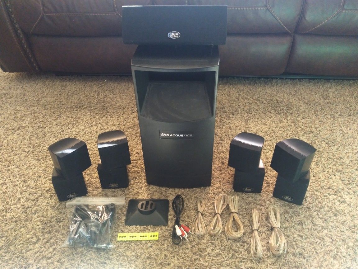BNW Acoustics Surround Sound Home Entertainment System W 5 Speakers Sub