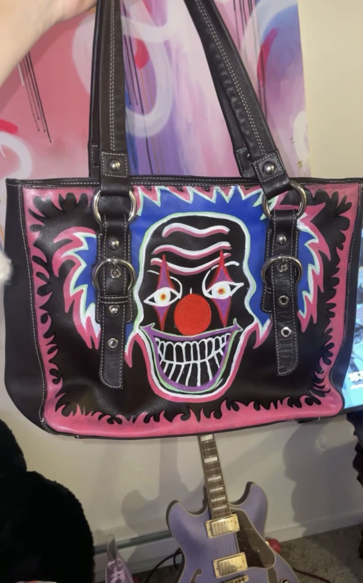 hand painted clown purse