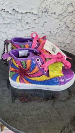 Nickelodeon JoJo Siwa Rainbow Bow Glitter Denim Shoes High Top Girls Size 10
