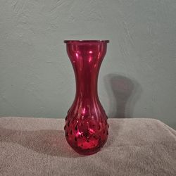 Medium Size Magenta Hobnail Glass Vase