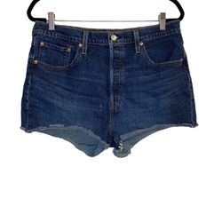 Levi's 501 Women's Button Fly High Rise Denim Cut Off Blue Jean Shorts Size 33