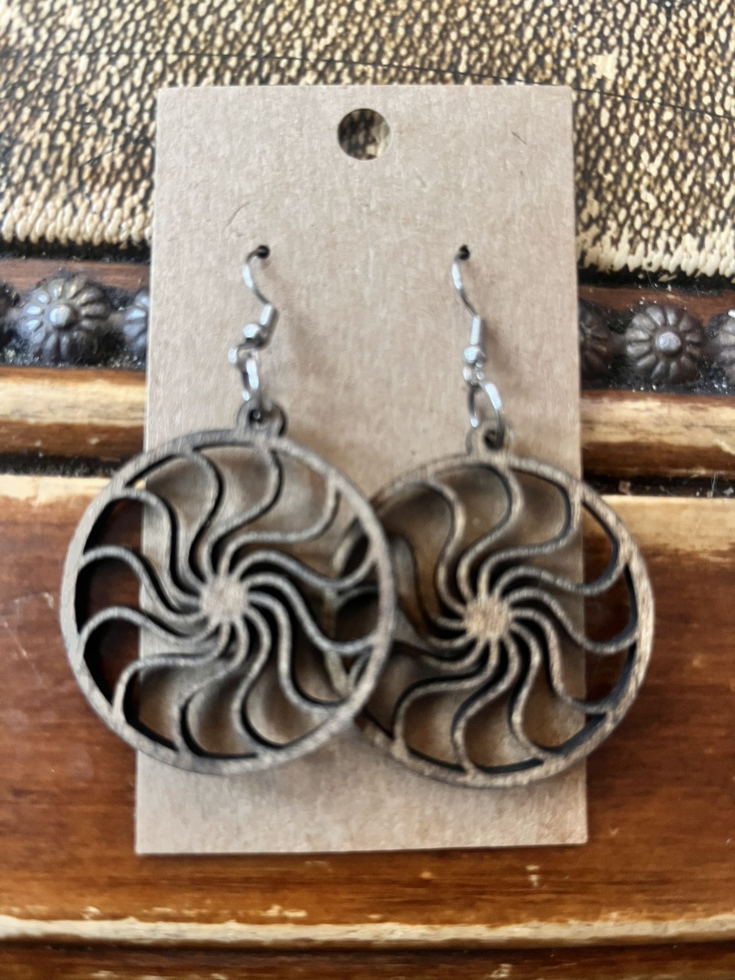 Laser Carved Wood Earrings 