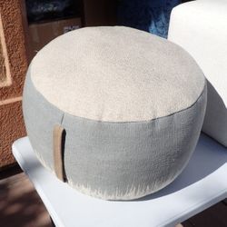 Stonewash 20" x 20" x 12" Indoor Drum Pouf with Handle Ottoman Footstool 