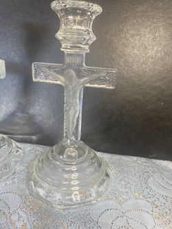 3D Crucifix Design Candle Holder, Vintage