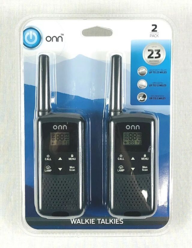 Onn Walkie Talkie Long Range Up To 23 Mile 22 Channel (2 Pack) Brand New