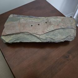 $10.00 - 12" Natural Stone & Glass, Oil Lamp!  Interior/Exterior Use!  Needs TLC