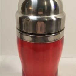 Gorgeous Vintage ~ RUBY RED GLASS & CHROME COCKTAIL SHAKER ~ MCM Martini ~ 9.5"