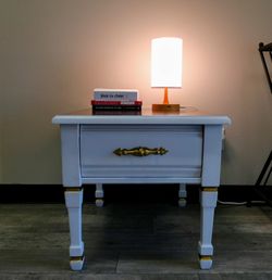 Vintage Mersman Nightstand | Classic White and Gold Accent Table