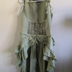 Green Lace Up Dress (Overcoat)