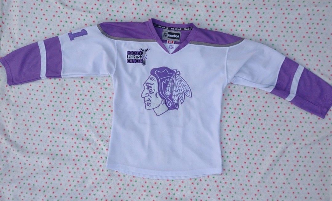 Reebok Chicago Black Hawks Hossa #81 Hockey Fights Cancer Women’s Jersey Size 50