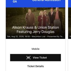 Alison Krauss & Union Station Tickets (3 Total)