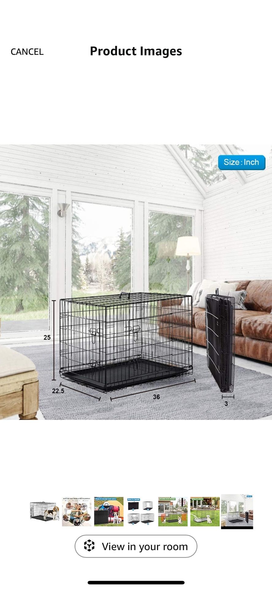 36 Inch Dog Crate Folding Metal Wire