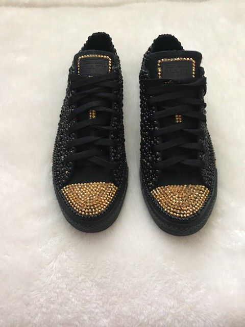 custom bling and pearls converse
