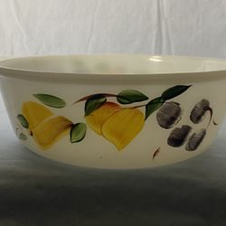 Vtg Fire King 1.5 Quart Gay Fad Fruit Pattern Hand Painted Anchor Hocking