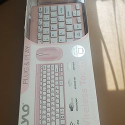 Pink Wireless Touch Keyboard and Mouse Set