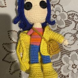 Coraline crochet doll