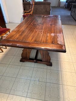 Solid Wood Table , 1 3/4” Thick and 10 Chairs