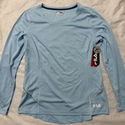 NWT FILA TRU DRY Live in Motion Long Sleeved Performance Technical Shirt Women’s Large Tundra Blue  Brand new FILA TRU-DRY Live in Motion long-sleeved