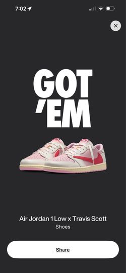 TRAVIS SCOTT X AIR JORDAN 1 LOW OG SAIL TROPICAL PINK