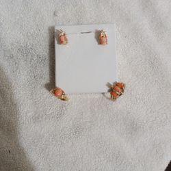 2 coral rings and earrings 