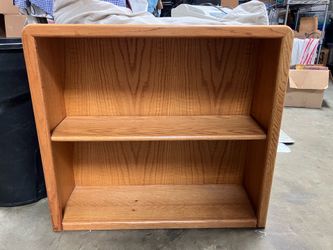 Vintage Oak Wood Bookcase 2 Shelf Display Cabinet Adjustable Shelves