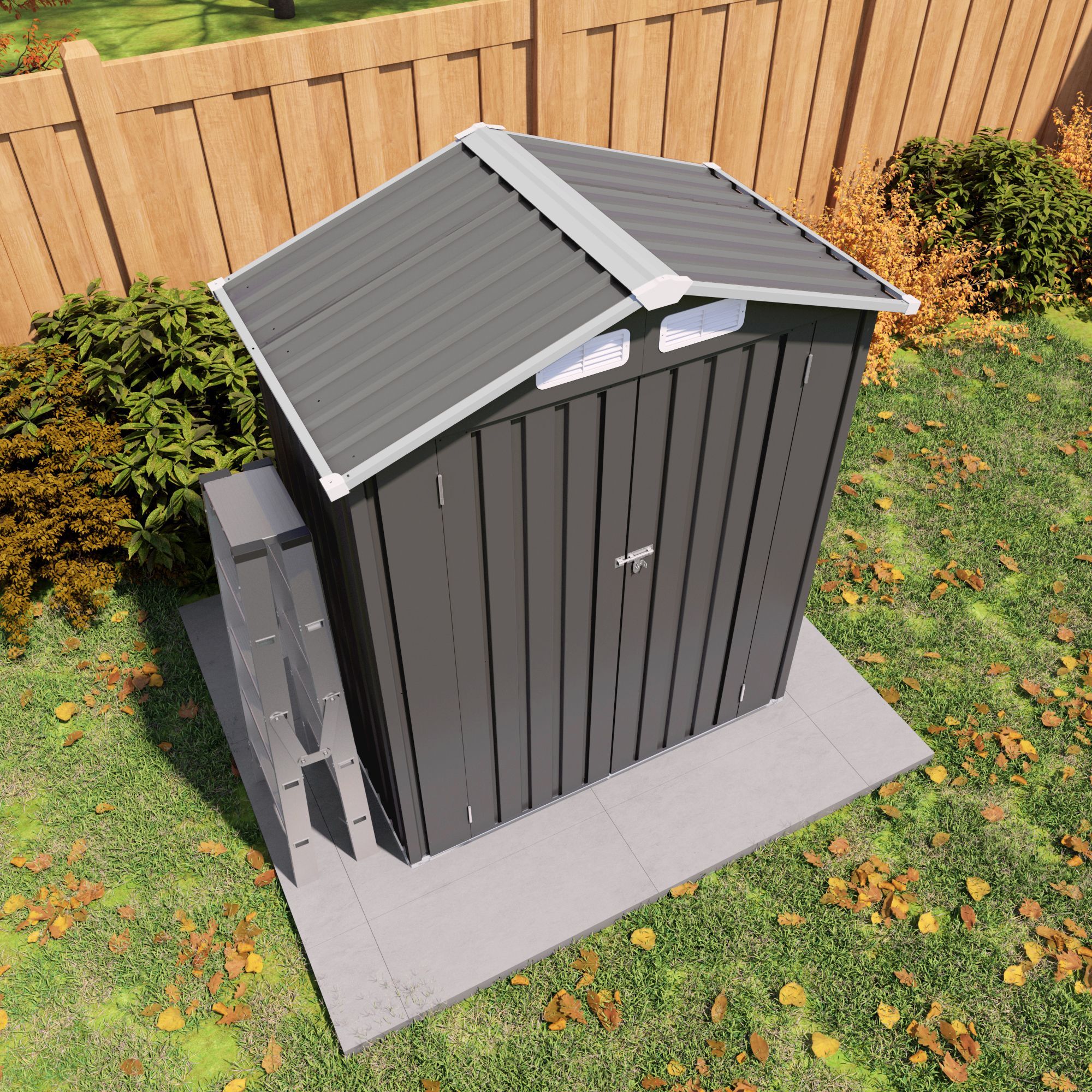 5X3 FT Metal Outdoor Storage Shed, Tool Shed with Peaked Roof Waterproof, Lockable Door Compact Metal Tool Shed for Garden, Backyard, Patio, Sundries