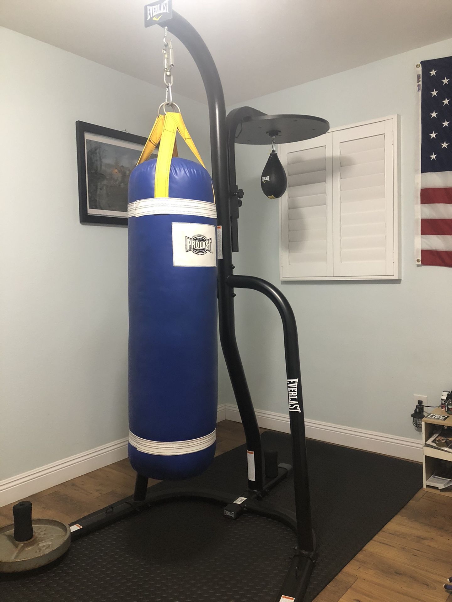 Everlast heavy bag/speed bag stand includes heavy bag/speed bag