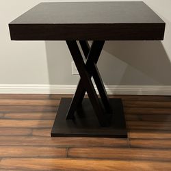 🪑 Modern Espresso Wood Table – 36" Tall, Great Condition!