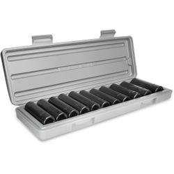 Stark USA 11-Pieces 1/2-Inch Drive Deep Impact Socket Set, MM, Metric Size, 6-Point, 10mm - 24mm, Carrying Case 35701