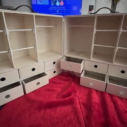 VTG 1950’s Handmade Wooden Barbie/ Doll Wardrobe Closet with Carry Handle Antique White 14x13””