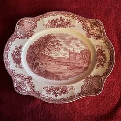 Pink/Red Classic Johnson Brothers "Old Britain Castles" Platter